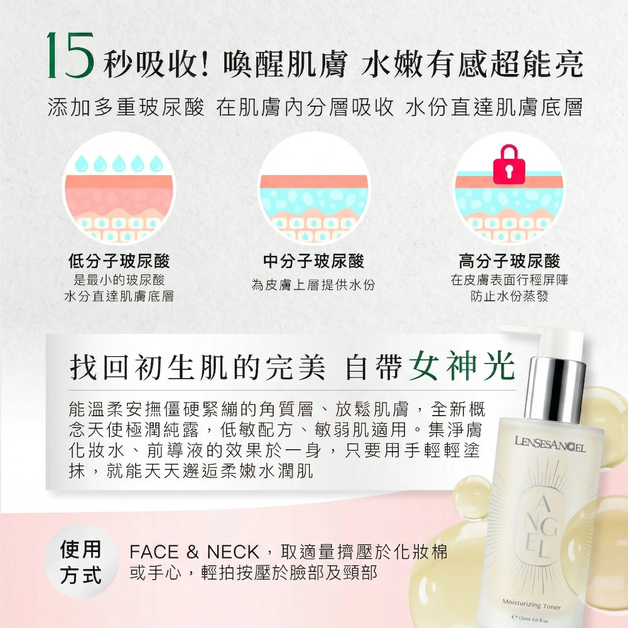 天使極潤純露 120ml｜純素前導保濕化妝水・微導抓水注入好水